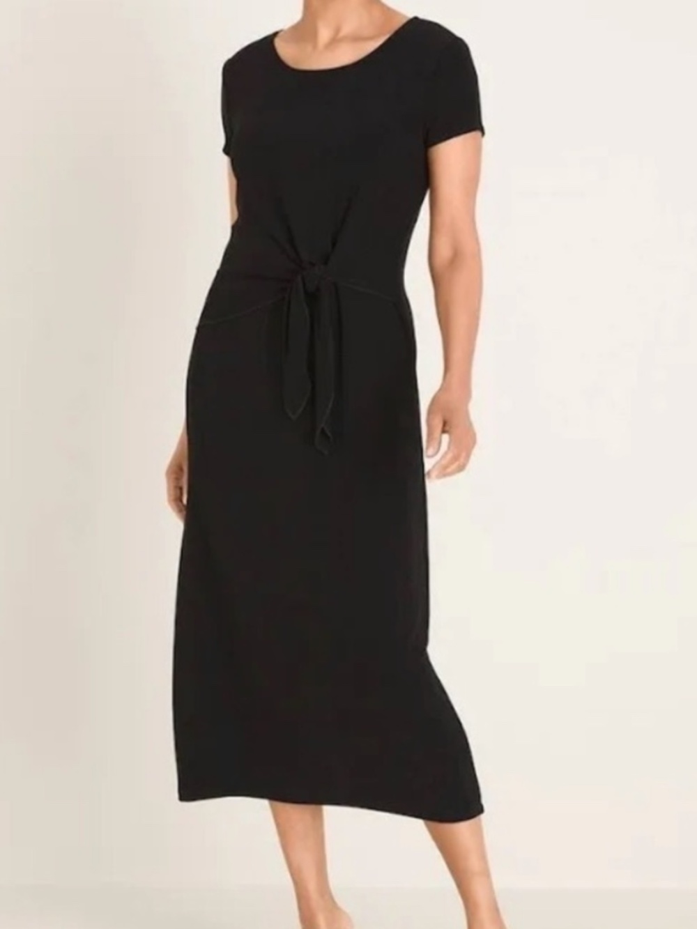 Chico’s Travelers Cap Sleeve Side Tie Kit Dress Black Size 3 (16/18)